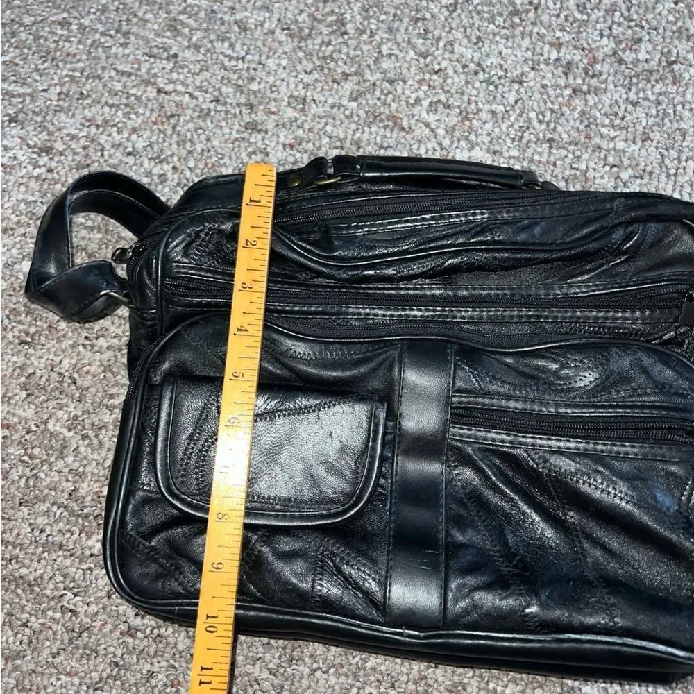 Leather quilted laptop/business bag with handle/shoulder strap